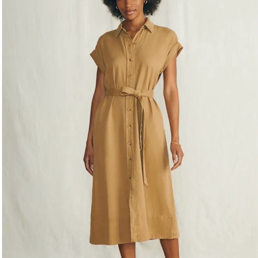 Faherty Elegant Tan Shirt Dress